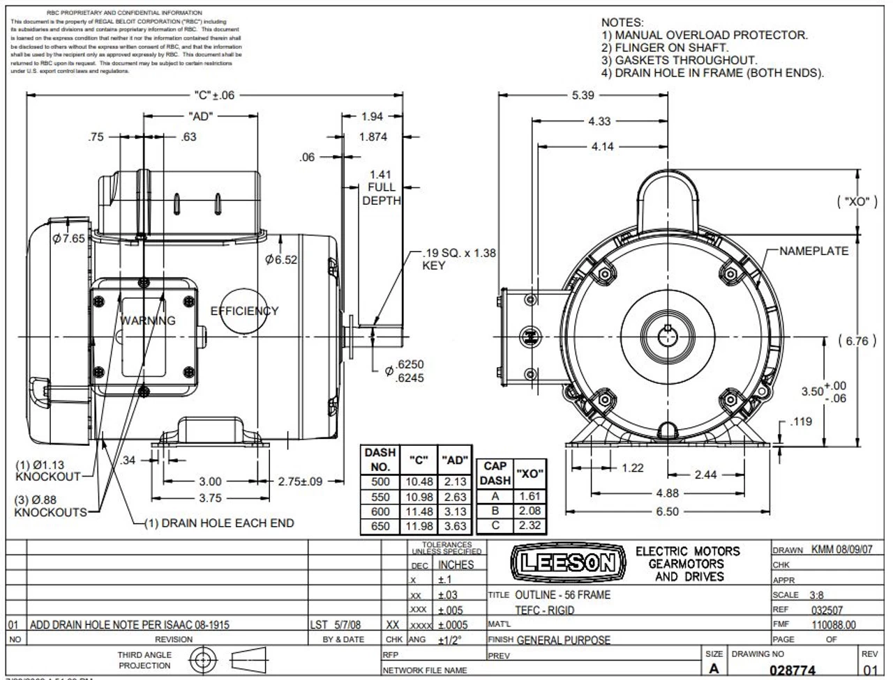 110087.00 Leeson | 3/4 Hp 1725 RPM 56 Frame TEFC (Farm Duty) 115/208-230 Volts - Image 4