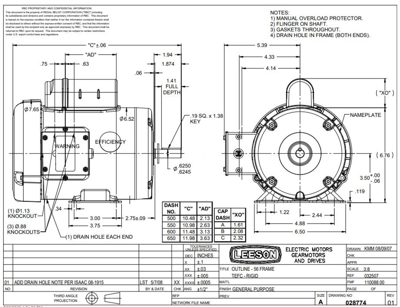 110088.00 Leeson | 1 Hp 1725 RPM 56 Frame TEFC (Farm Duty)115/208-230 Volts - Image 4