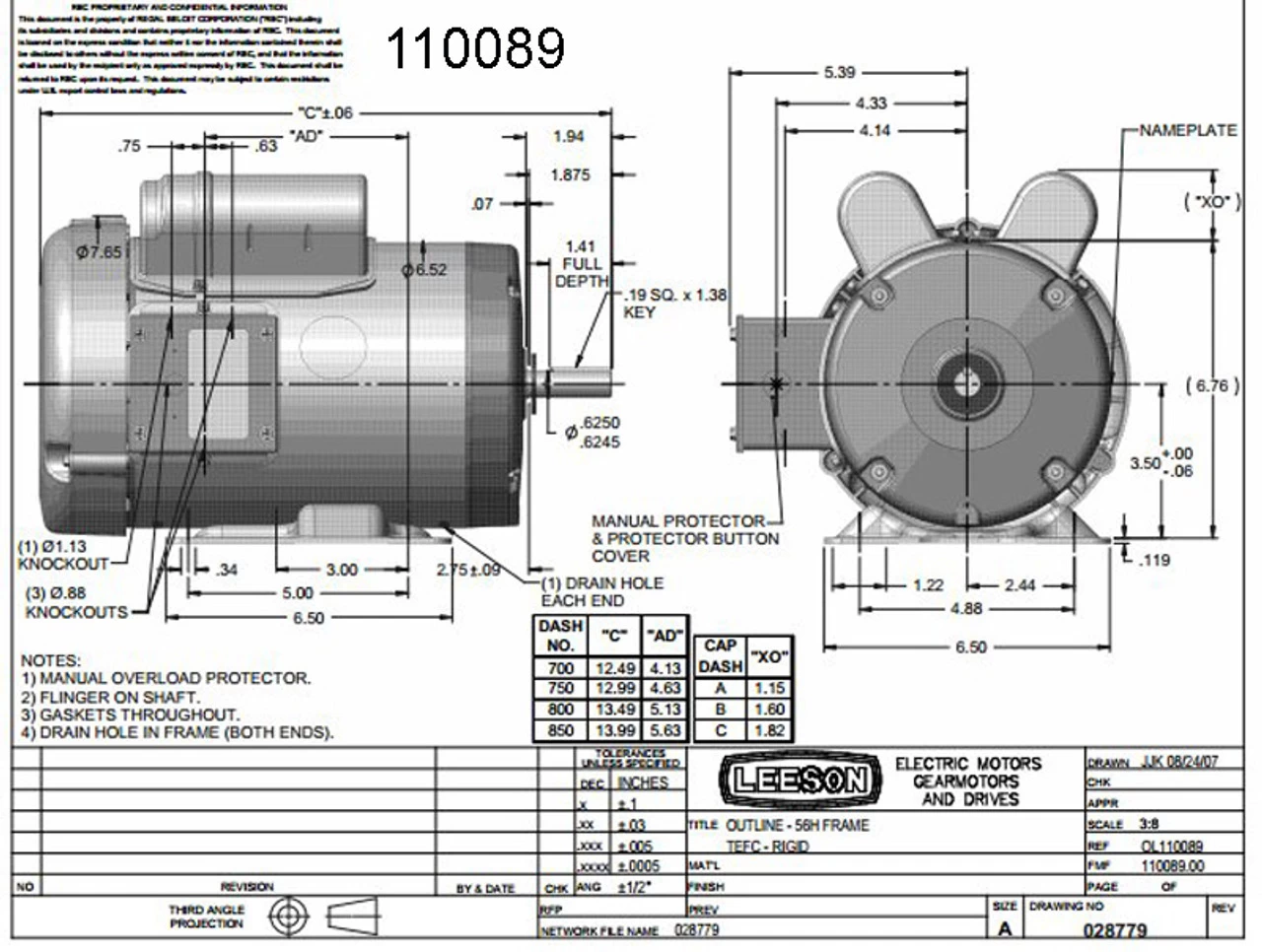 110089.00 Leeson | 1.5 Hp 1725 RPM 56 Frame TEFC (Farm Duty) 115/208-230 Volts - Image 4
