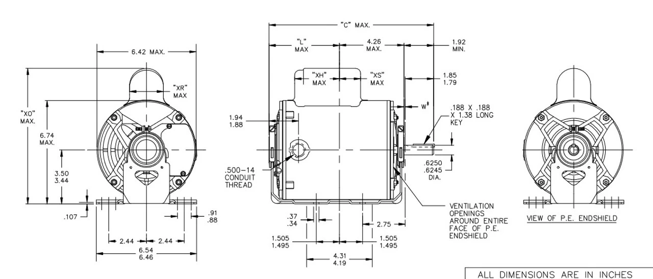 D1113 Marathon 3/4 Hp (1 Speed) 115/230V 1800 RPM ODP 56 Frame Cap Start Resilient Base Motor - Image 4