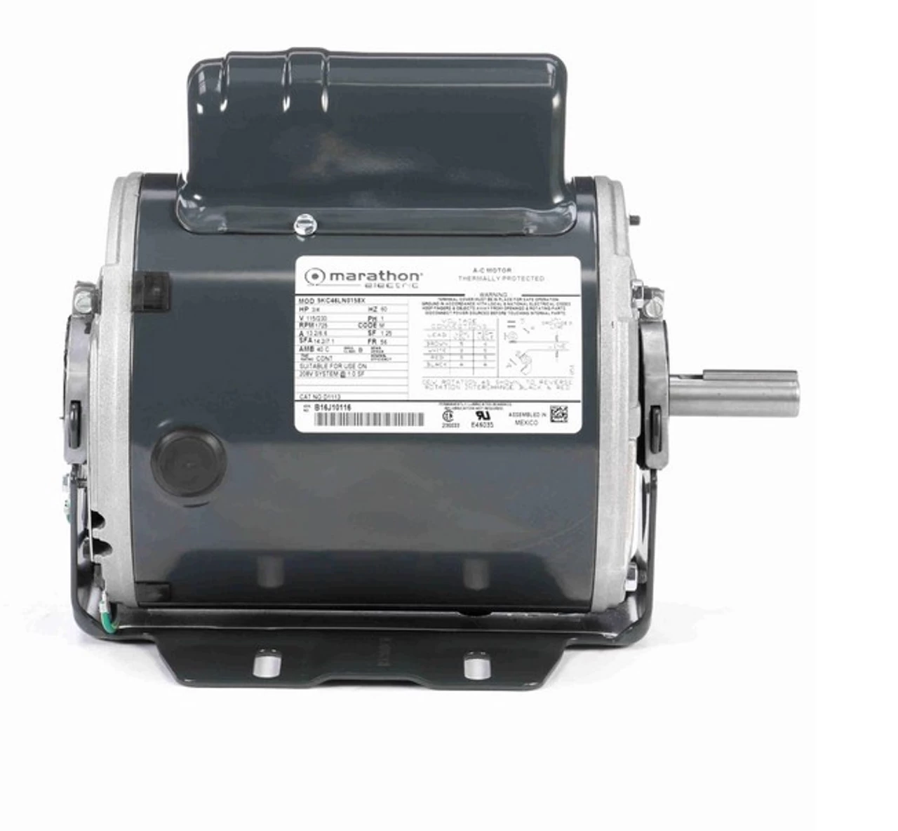 D1113 Marathon 3/4 Hp (1 Speed) 115/230V 1800 RPM ODP 56 Frame Cap Start Resilient Base Motor - Image 3