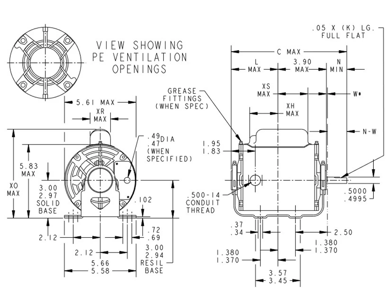 G1115 Marathon 1/4 Hp (1 Speed) 115/230V 1800 RPM ODP 48 Frame Cap Start Resilient Base Motor - Image 4
