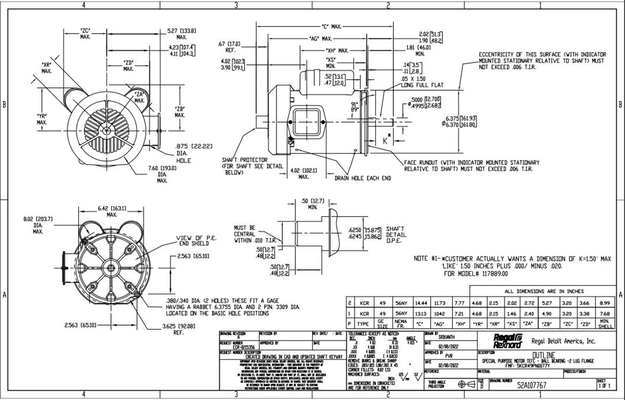117889.00 Leeson 3/4 Hp 1800 RPM 115/208-230V TEFC 56YZ Frame Auger Motor - Image 4