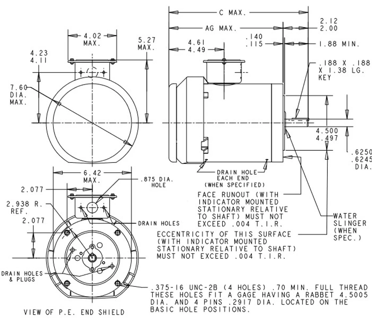 K1438 Marathon 1 1/2 Hp 3-Phase 1800/1500 RPM 460/380V TENV 56C Frame Irrigation Motor - Image 4