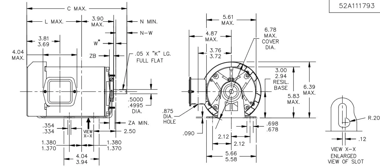 B1502 Marathon 1/4 Hp (1 Speed) 115V 1800 RPM TEFC 48 Frame Split Phase Resilient Base Motor - Image 4