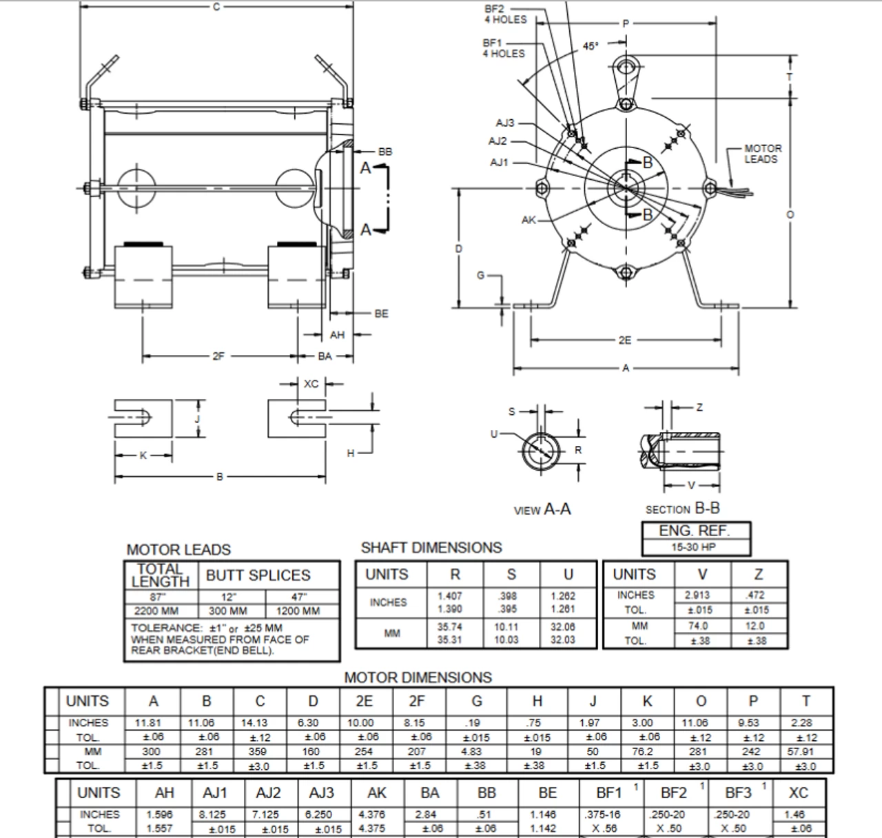 EZ15S1HZ Nidec 15 Hp 3600 RPM 200V 3-phase 160ZBS Frame Oil Submersible Elevator Motor - Image 2
