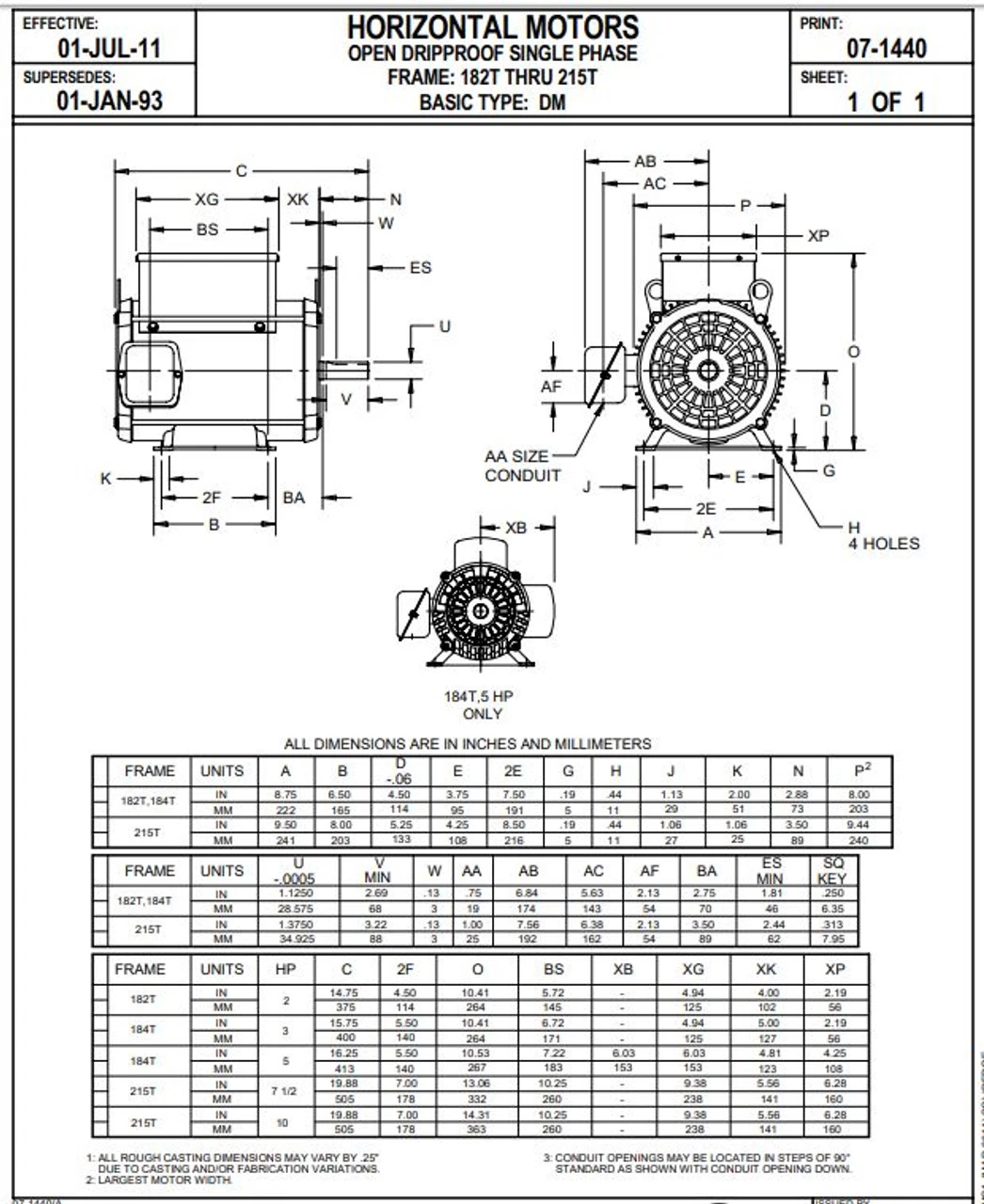D5C2K18 Nidec | 5 Hp 1800 RPM 184T Frame ODP 230V Nidec Compressor Motor - Image 2