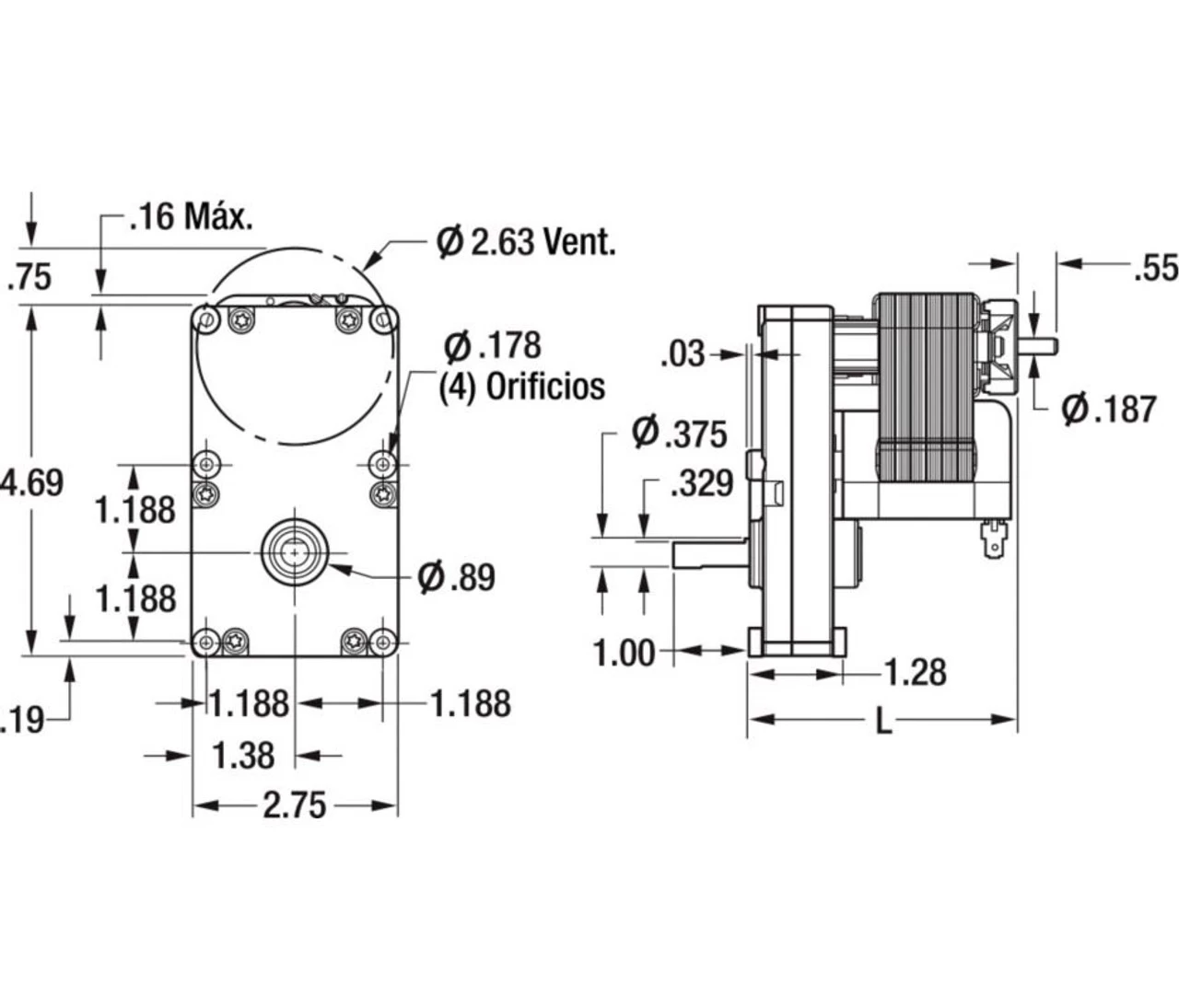 Dayton 1LNF7 Gear Motor | 4 RPM 115V (6Z906) - Image 2