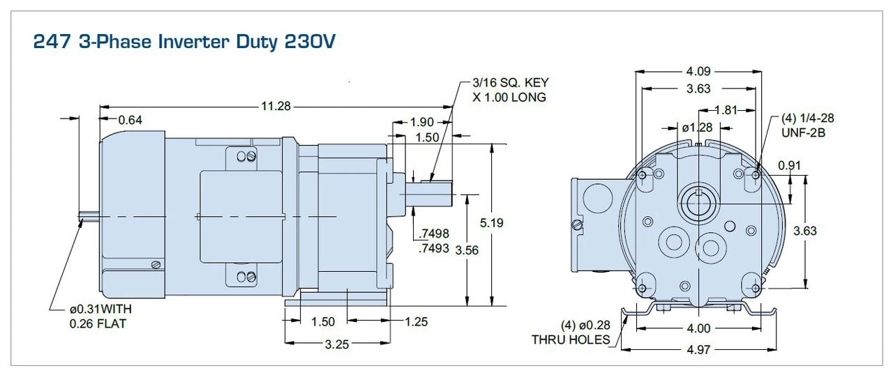 Bison 017-247-0058 Inverter Duty Gear Motor 30 RPM 1/4 Hp 230V - Image 2
