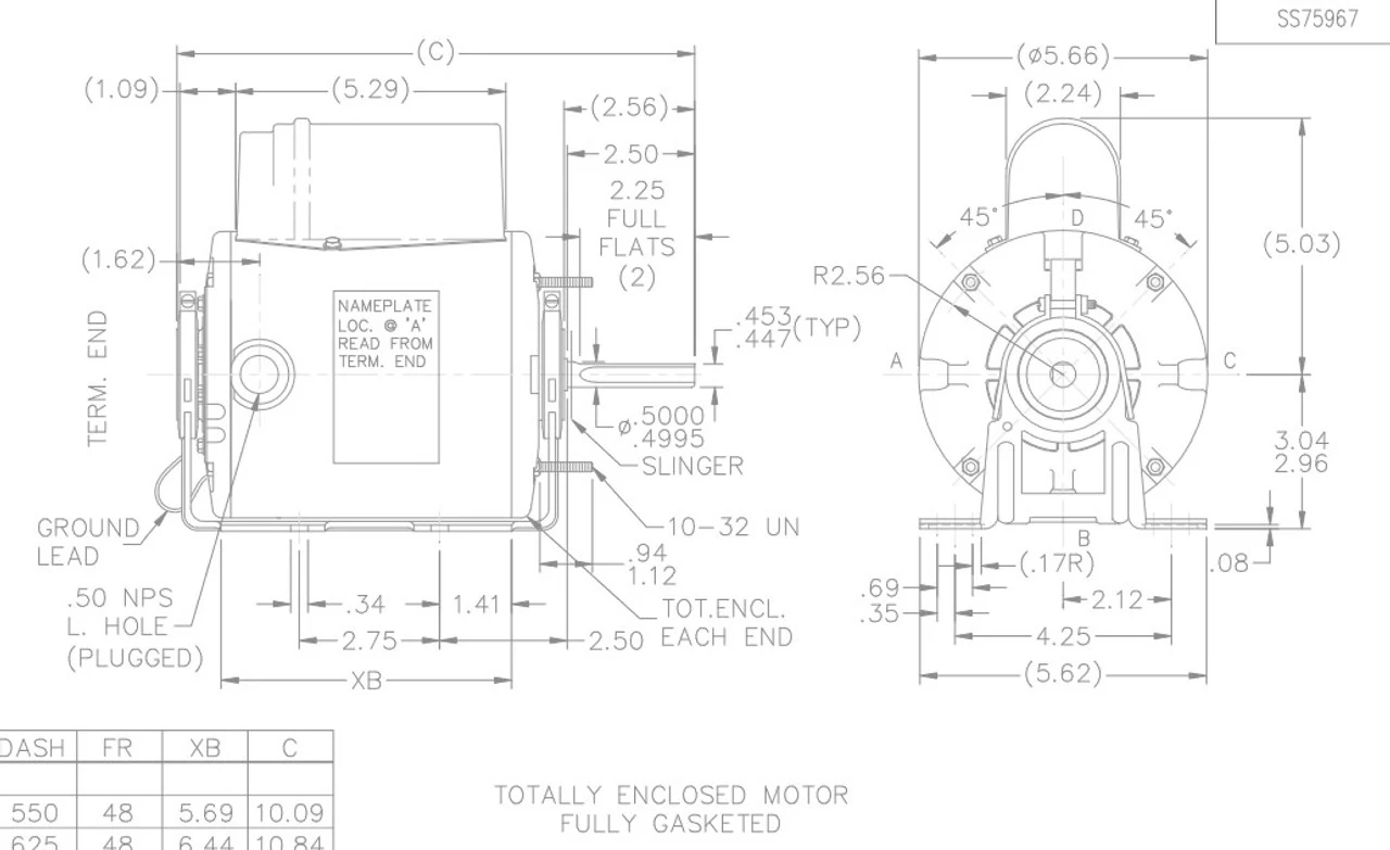 X028 Marathon 1/3 Hp 1200 RPM 115/230V TEAO 48Z Frame PSC Farm Motor - Image 4