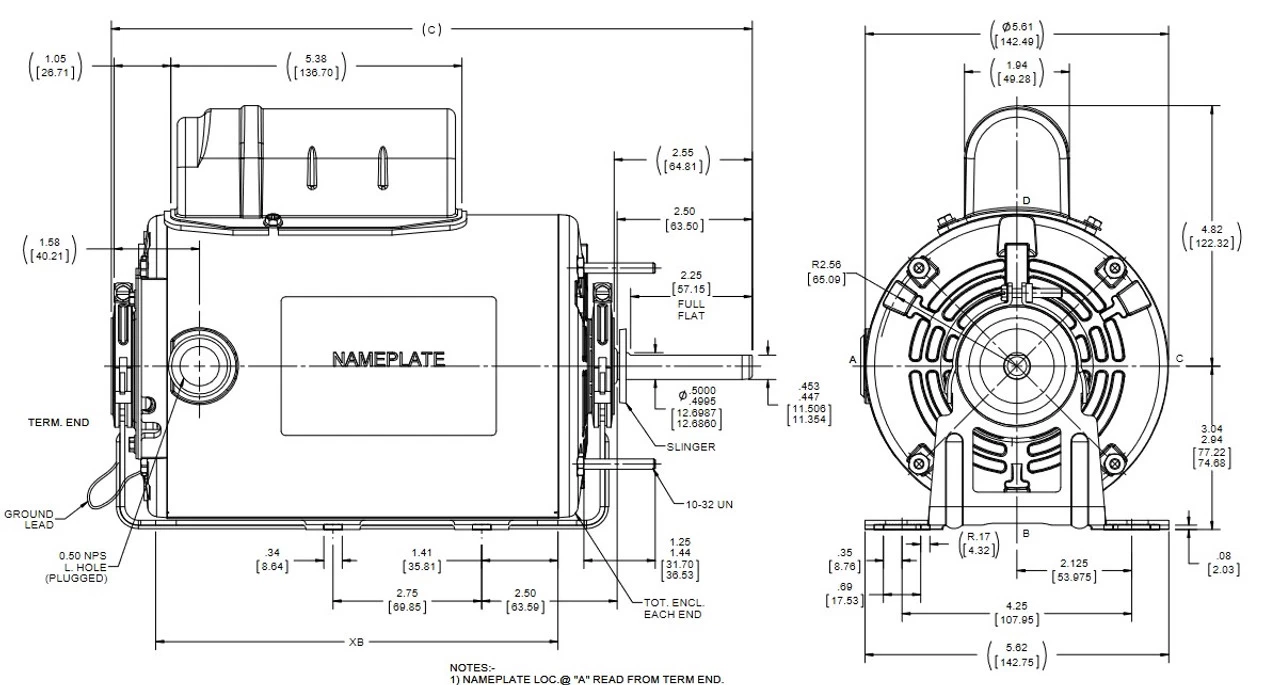X031 Marathon 1/3 Hp 1800 RPM 115/230V TEAO 48Z Frame PSC Farm Motor - Image 4