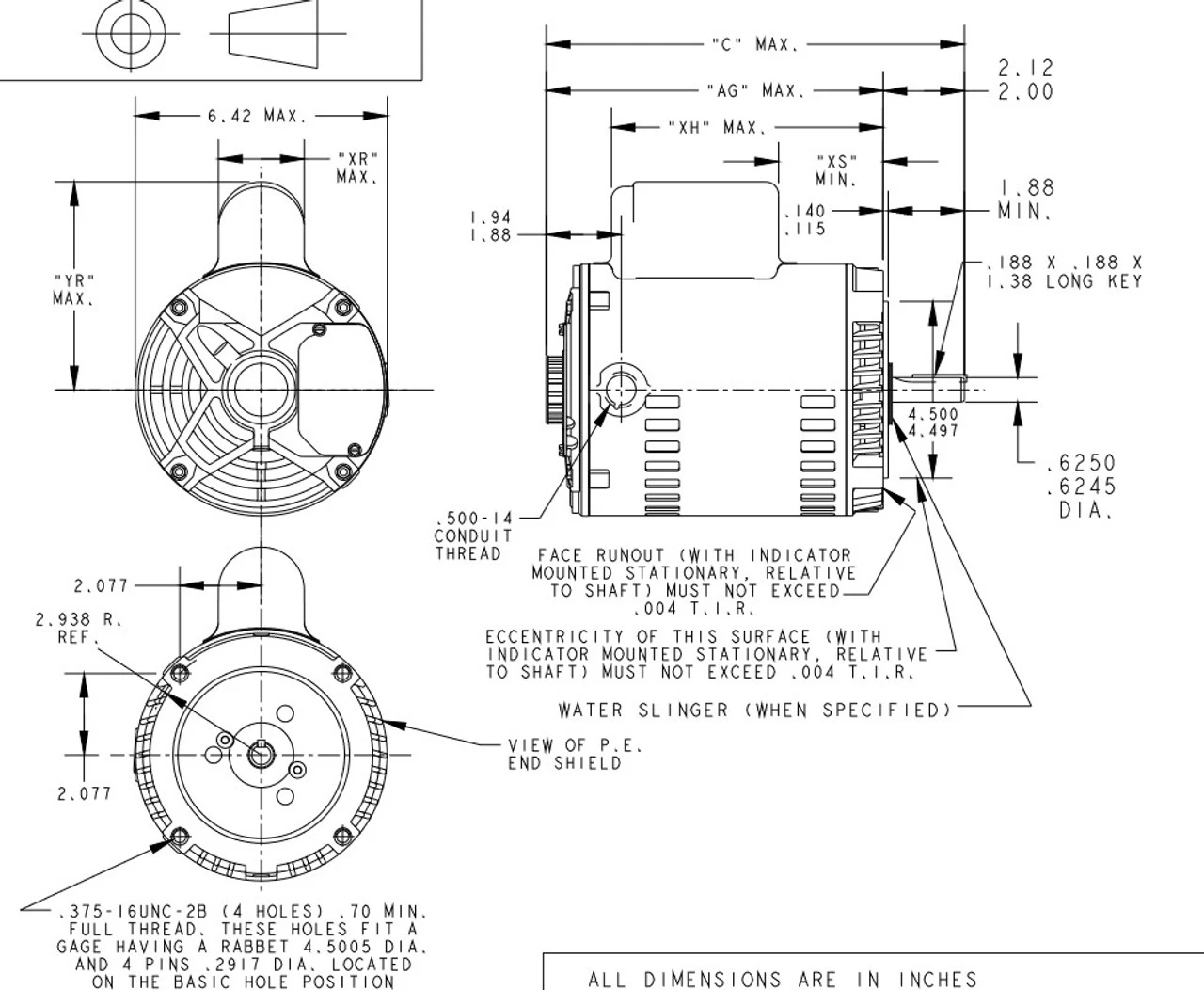 C338 Marathon 1 Hp (1 Speed) 115/208-230V 3600 RPM ODP 56C Frame Cap Start Oil Burner Motor - Image 4
