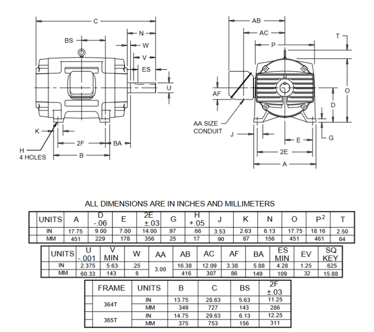 DH100S2BF Nidec 100 Hp 1800 RPM 230/460V ODP 365T (Rigid Base) 3-Phase Dry Elevator Motor - Image 2