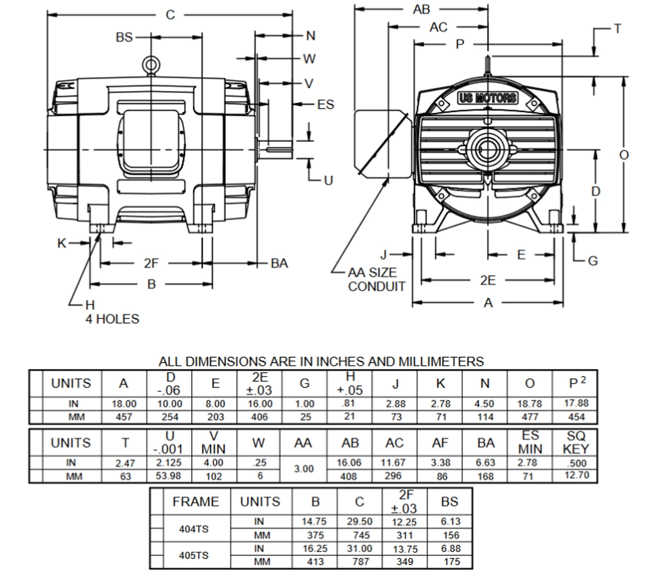 FF100E2XS Nidec 100 Hp 1800 RPM 200/400V ODP 404TS (Rigid Base) 3-Phase Fire Pump Motor - Image 2