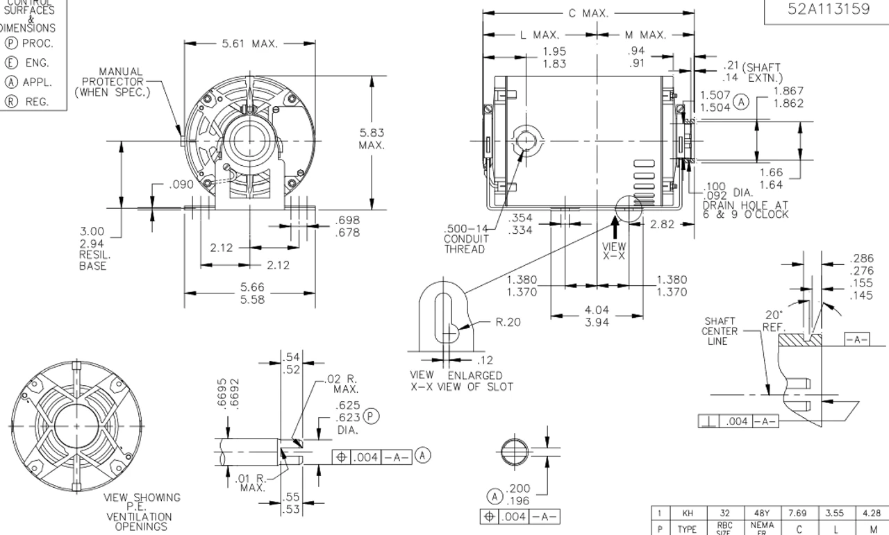 HG450 Marathon 1/3 Hp Carbonator Pump Motor 1800 RPM 220-240V, 48Y ODP Frame (resilient Base) - Image 4
