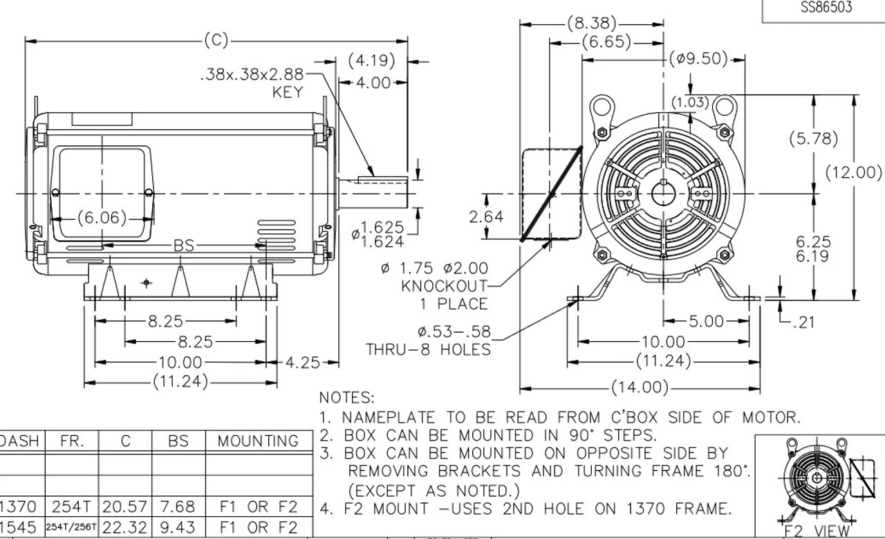 Y418 Marathon 7 1/2 Hp (2 Speed) 460V 1800/1200 RPM ODP 254T Frame 3-Phase Variable Torque Motor - Image 4