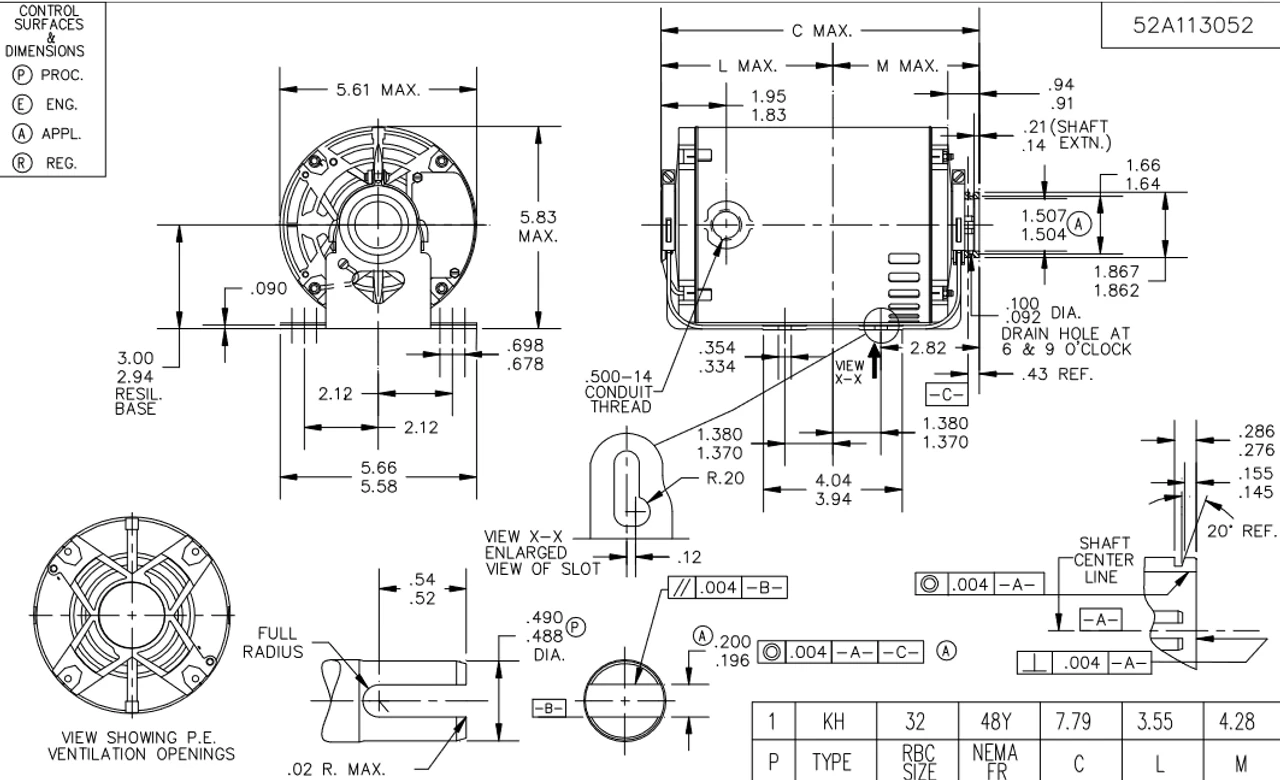 4725 Marathon 1/4 Hp Carbonator Pump Motor 1800/1500 RPM 115V, 48Y ODP Frame (resilient Base) Marathon - Image 4
