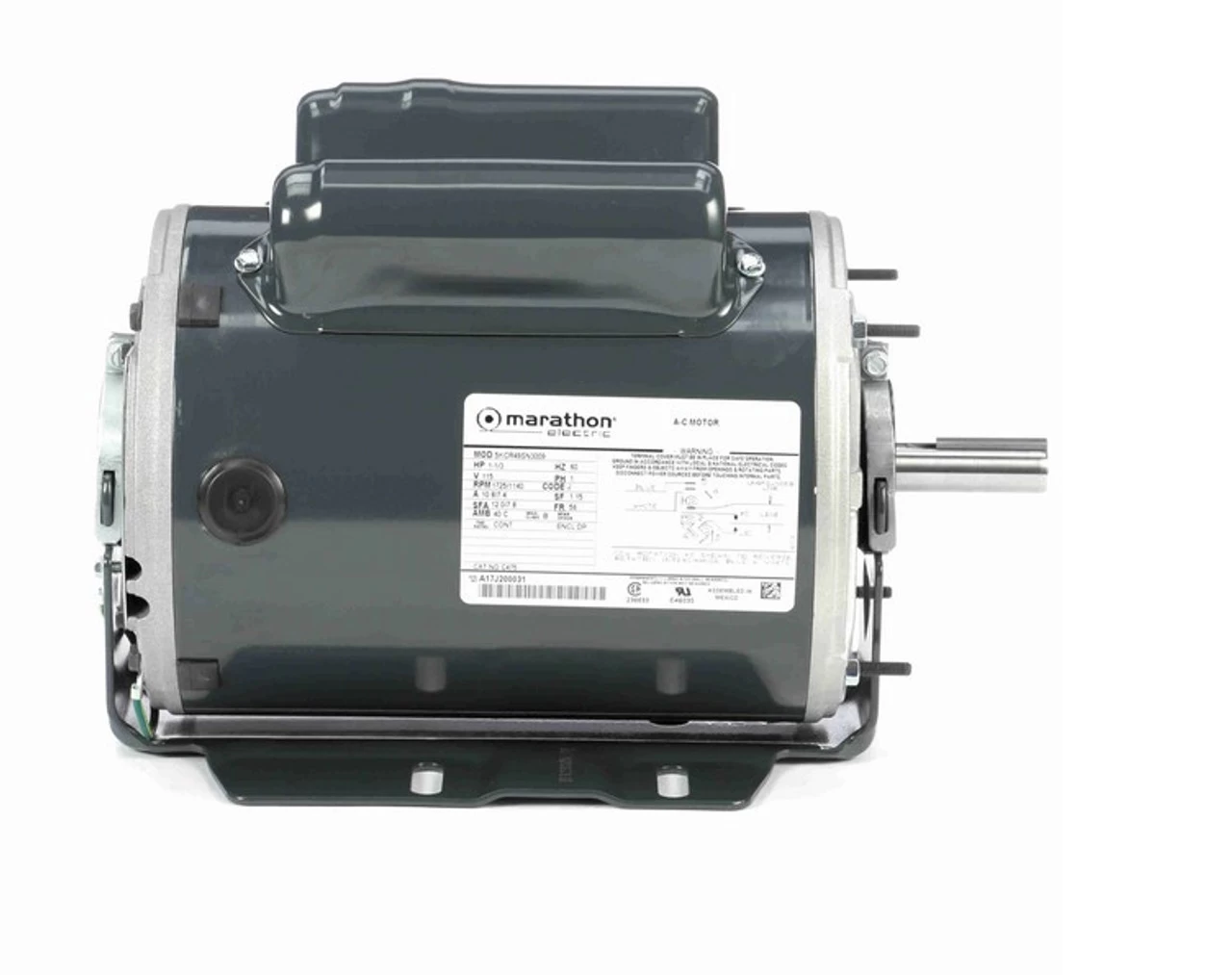 C475 Marathon 1 Hp (2 Speed) 115V 1800 RPM ODP 56 Frame Cap Start/Run Resilient Base Motor - Image 3