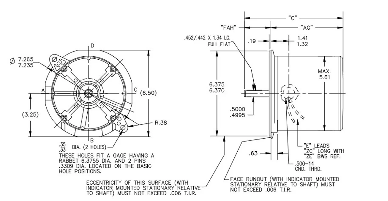 4774 Marathon 1/3 Hp (1 Speed) 115V 3600 RPM TENV 48N Frame Split Phase Oil Burner Motor - Image 3
