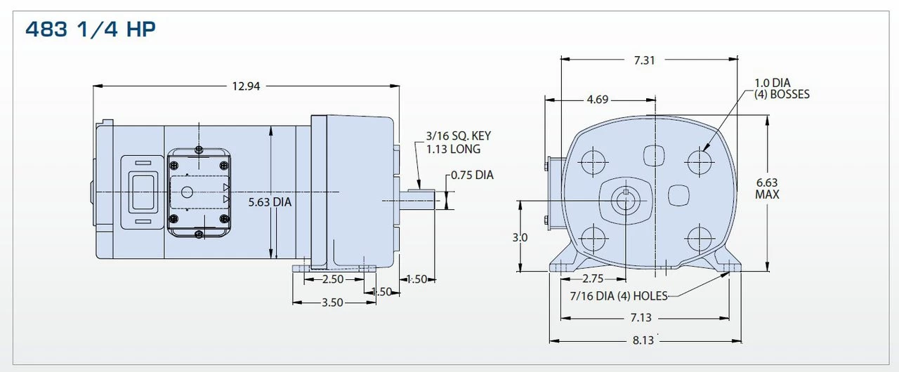 Bison 011-483-4131 Gear Motor 1/4 Hp 13 RPM 90VDC - Image 2