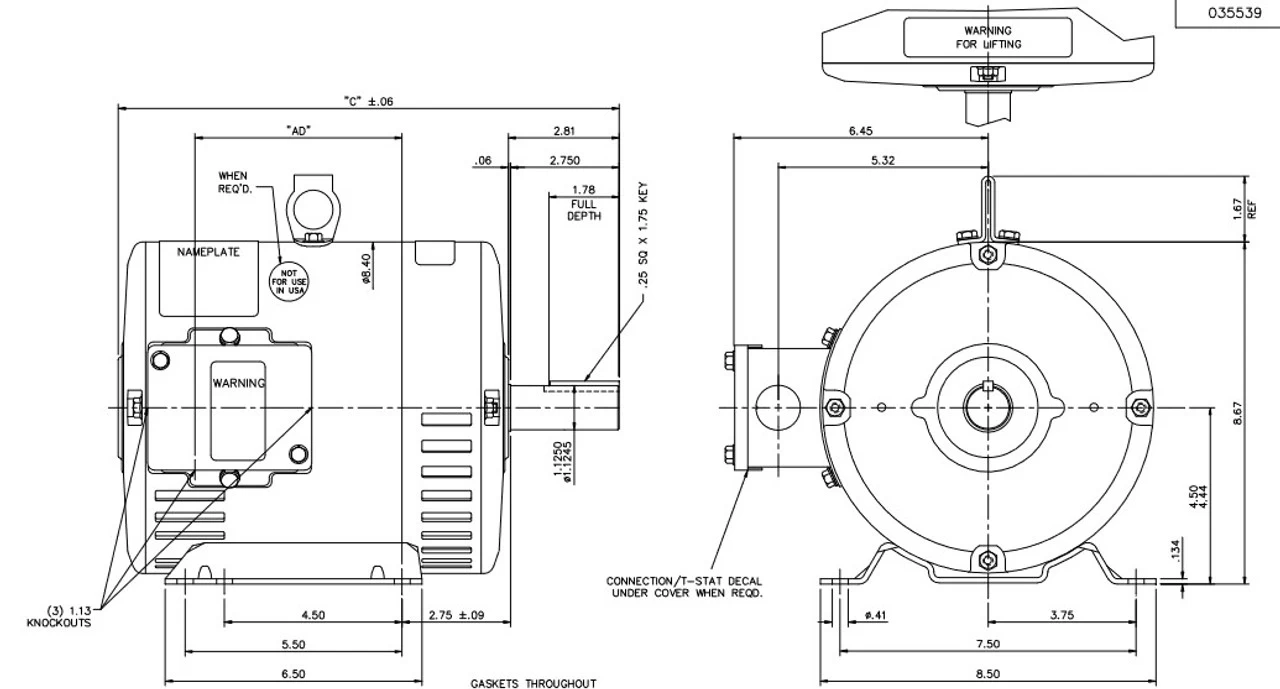 Y486A Marathon 5 Hp (2 Speed) 200-230V 1800/900 RPM ODP 184T Frame 3-Phase Variable Torque Motor - Image 4