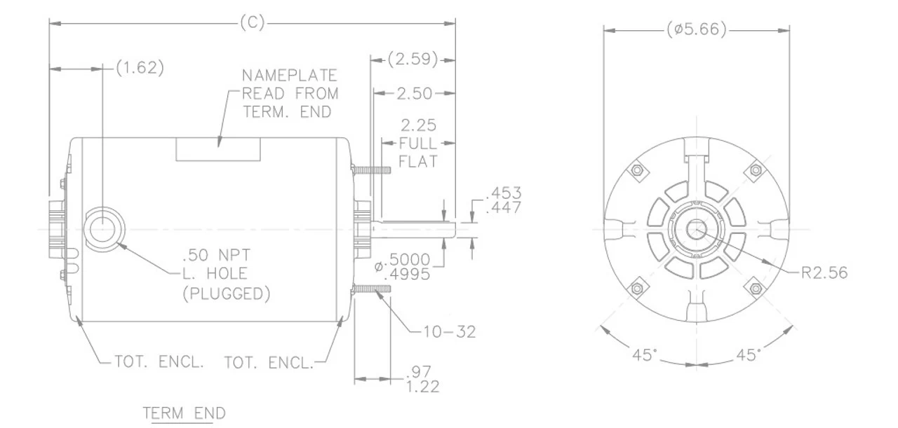 X910 Marathon 1/4 Hp 1800/1200 RPM 115V TEAO 48Z Frame Split-Phase Farm Motor - Image 3
