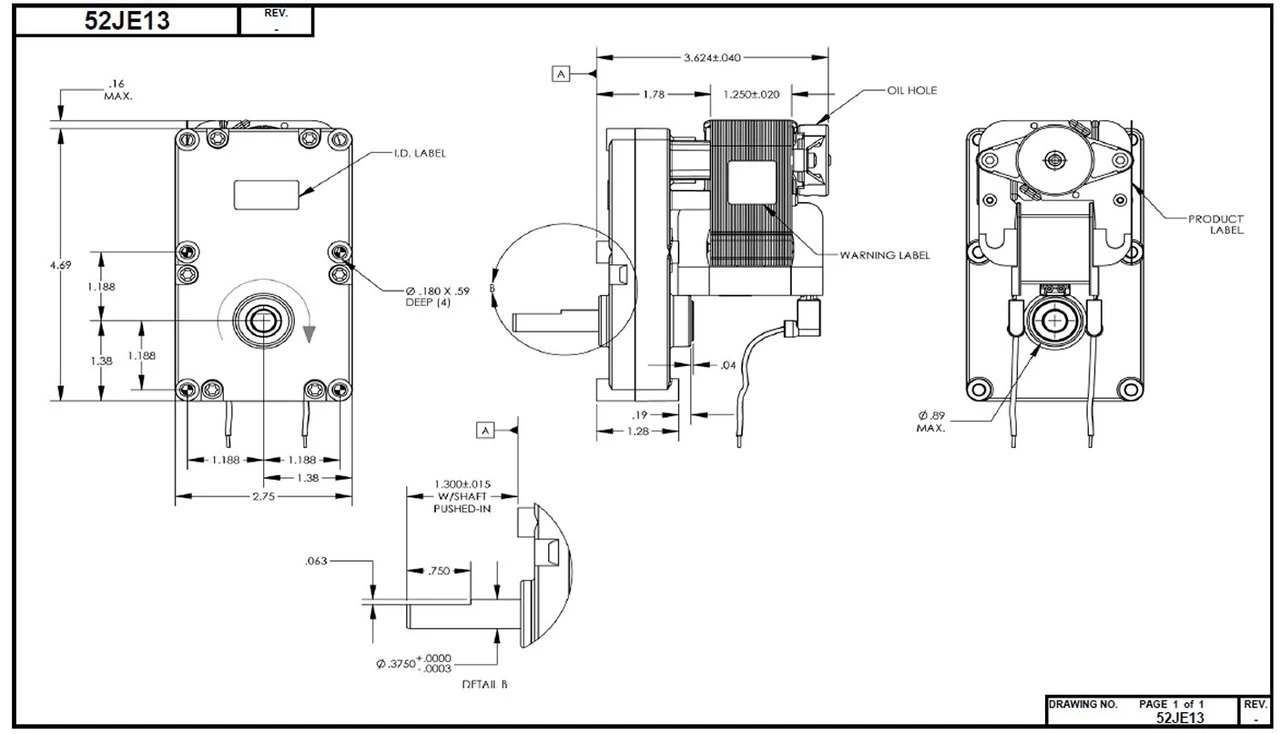 Dayton Model 52JE13 Gear Motor 3/8" Shaft 10 RPM CW 115V - Image 2