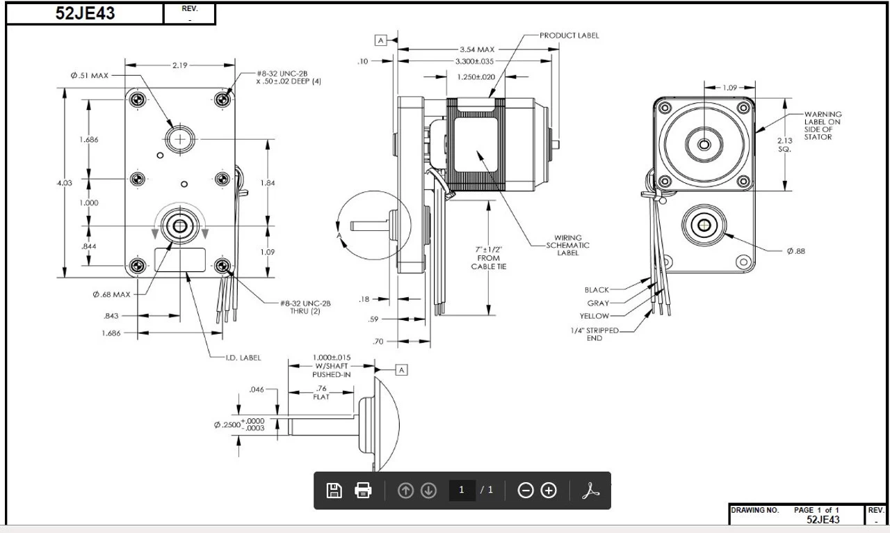 Dayton Model 52JE43 Gear Motor 25 RPM 1/150 Hp 115V With Brake - Image 2