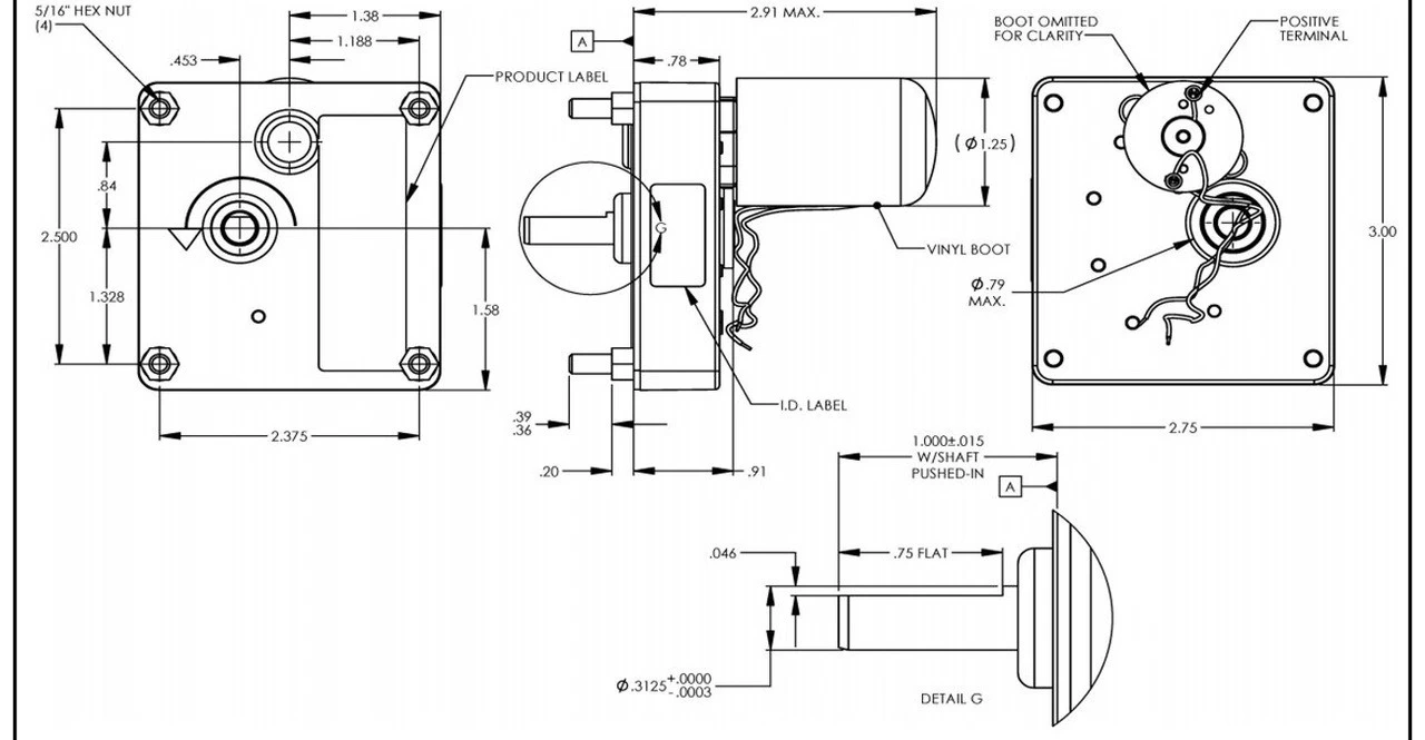 Dayton Model 52JE53 DC Gear Motor 25 RPM 1/125 Hp 12VDC - Image 2