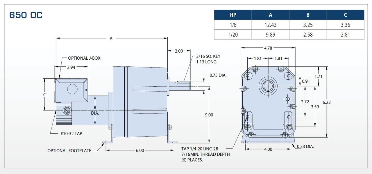 Bison 011-656-0276 Gear Motor 1/6 Hp 6.5 RPM 90VDC - Image 2