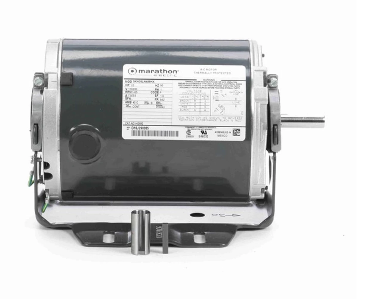 HG692 Marathon 1/3 Hp (1 Speed) 110/220V 1500 RPM ODP 56Z Frame Resilient Base Blower Motor - Image 2