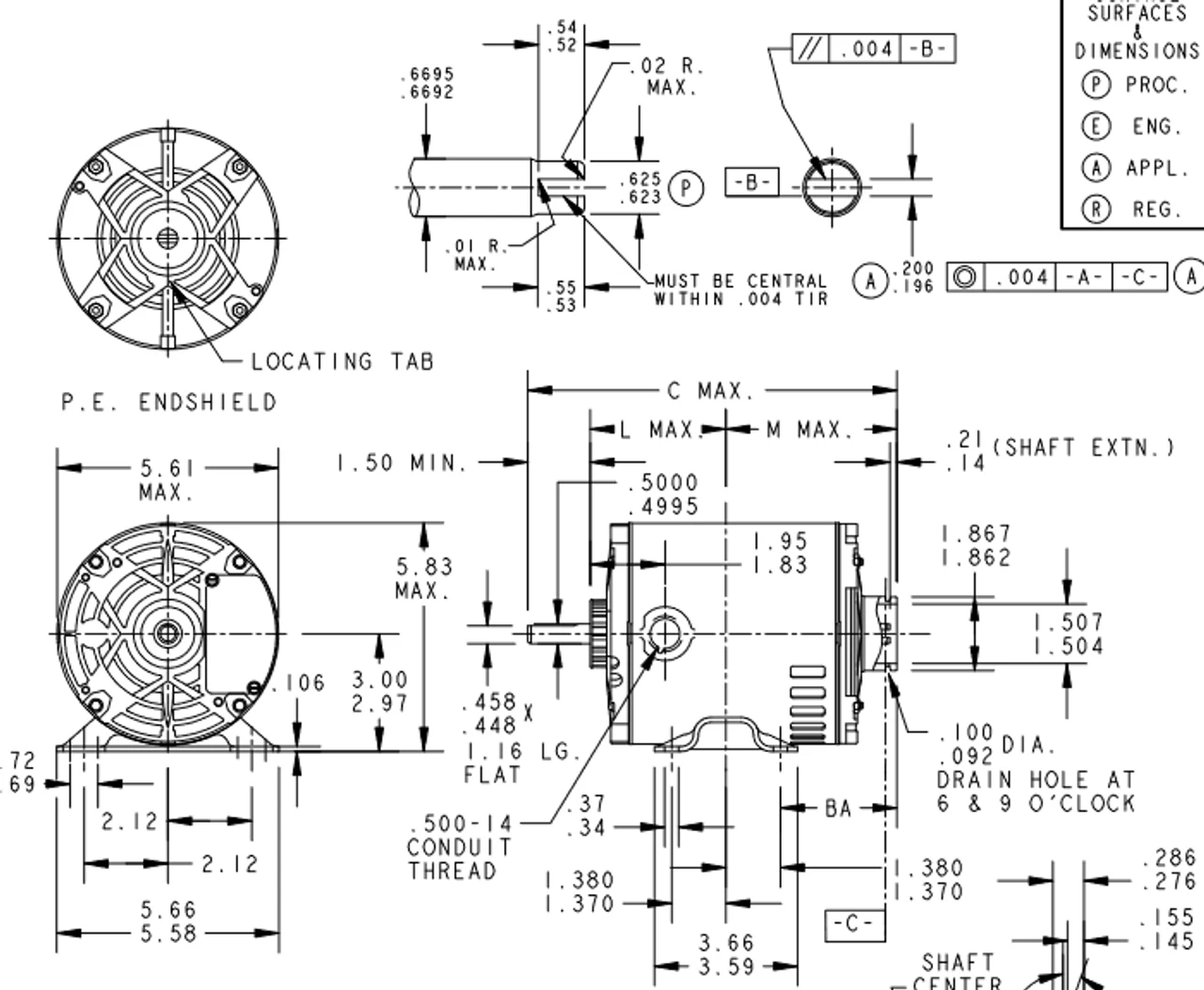 H712 Marathon 1/3 Hp Carbonator Motor, Double Shaft, 1800 RPM 100-120/200-240V, 48Y ODP Frame (rigid Base) - Image 4
