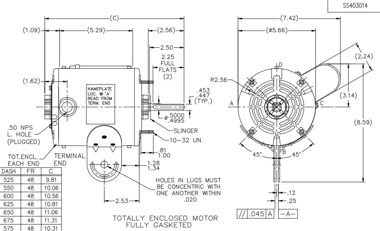 X923 Marathon 1/4 Hp (1 Speed) 115V 1800 RPM TEAO 48Z Frame PSC Pedistal Fan Motor - Image 3