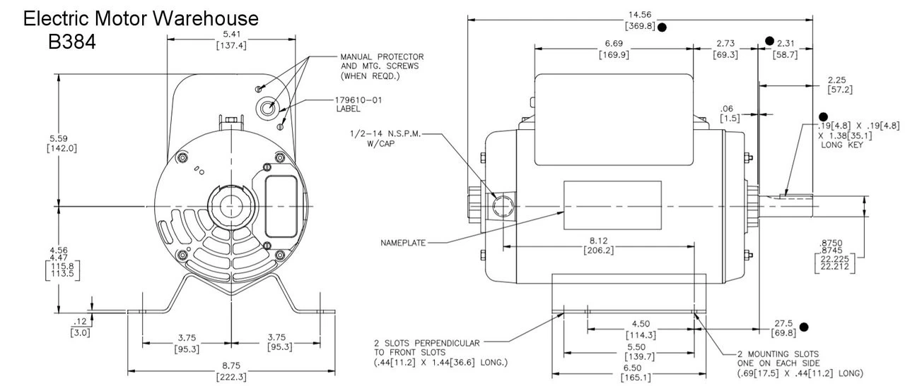 B384 Century 5 HP 3450 RPM R56Y Frame 208-230V Air Compressor Motor - Century # B384 - Image 4