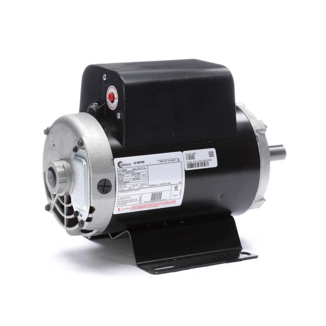 B384 Century 5 HP 3450 RPM R56Y Frame 208-230V Air Compressor Motor - Century # B384 - Image 3