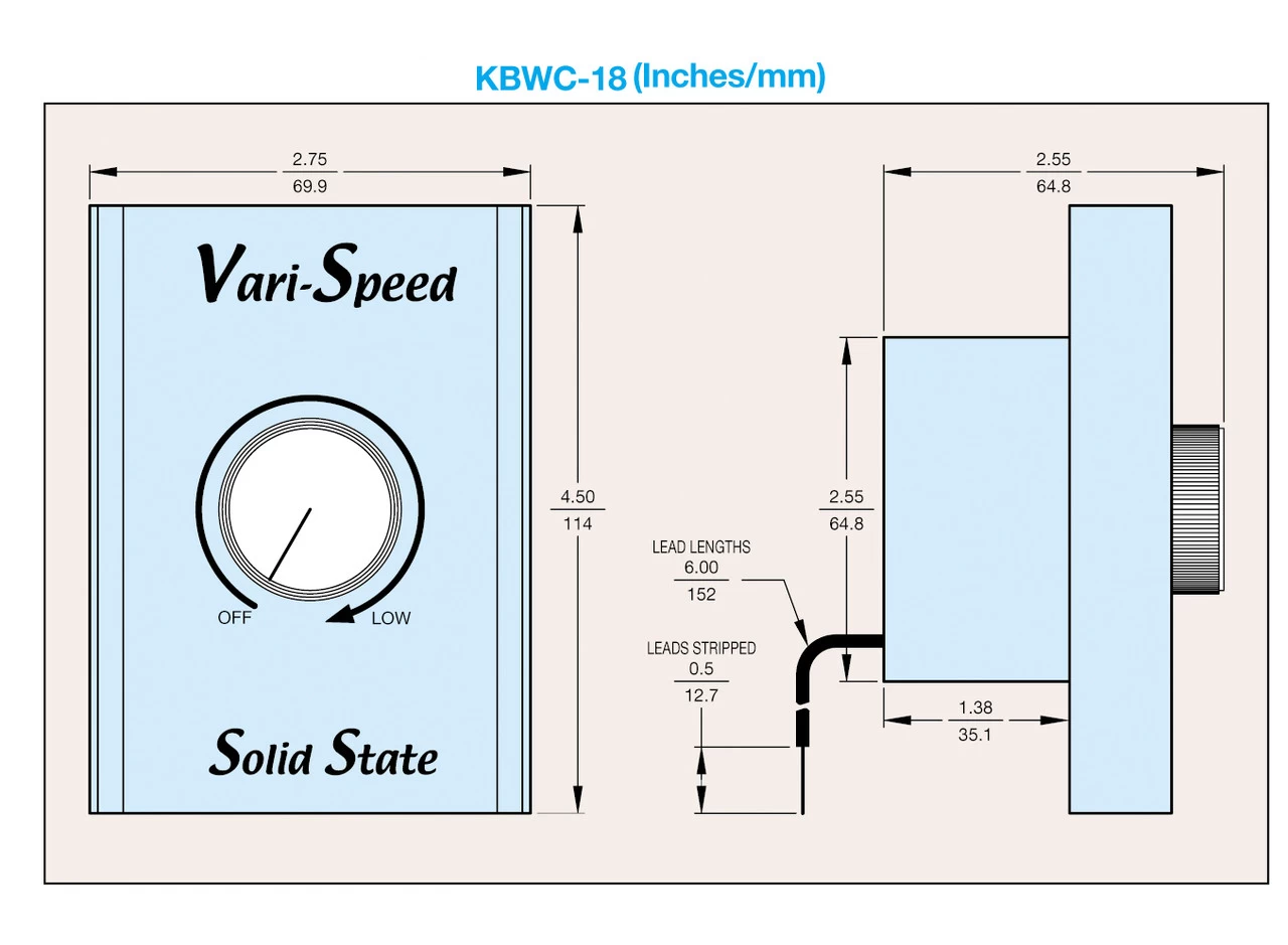 KBWC-18 | KB Electronics Solid State Variable Speed AC Electric Motor Control 8.0 Max Amps 115V - Image 3