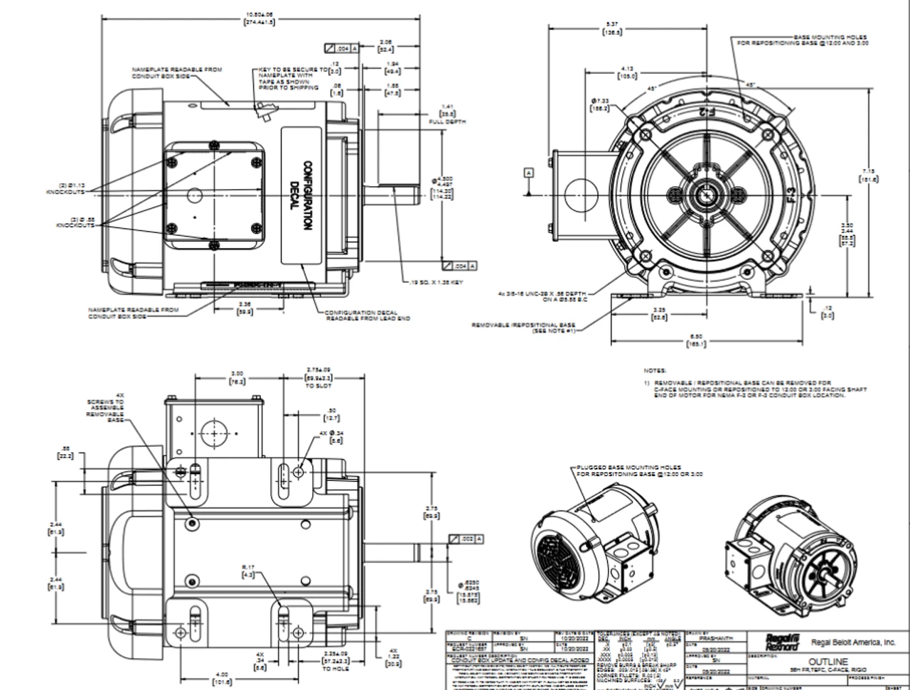 FX34FK004 | 3/4 HP 1200 RPM 56HC 575V 3 Phase TEFC, FLEX-IN-1 Marathon Electric Motor - Image 2