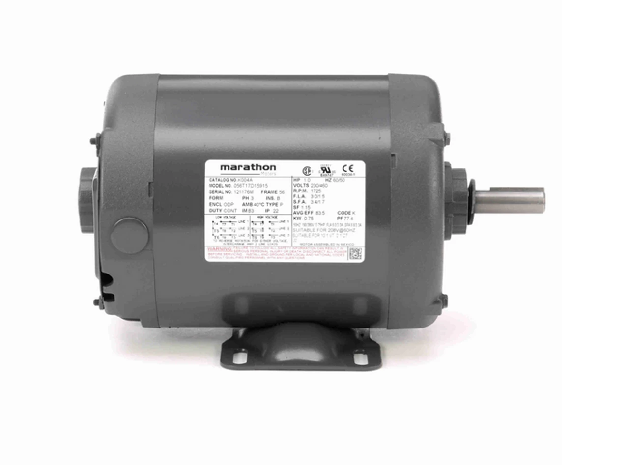 K004A Marathon 1 Hp 230/460V 1800 RPM 3-Phase 56 Frame ODP (rigid Base) Motor - Image 3